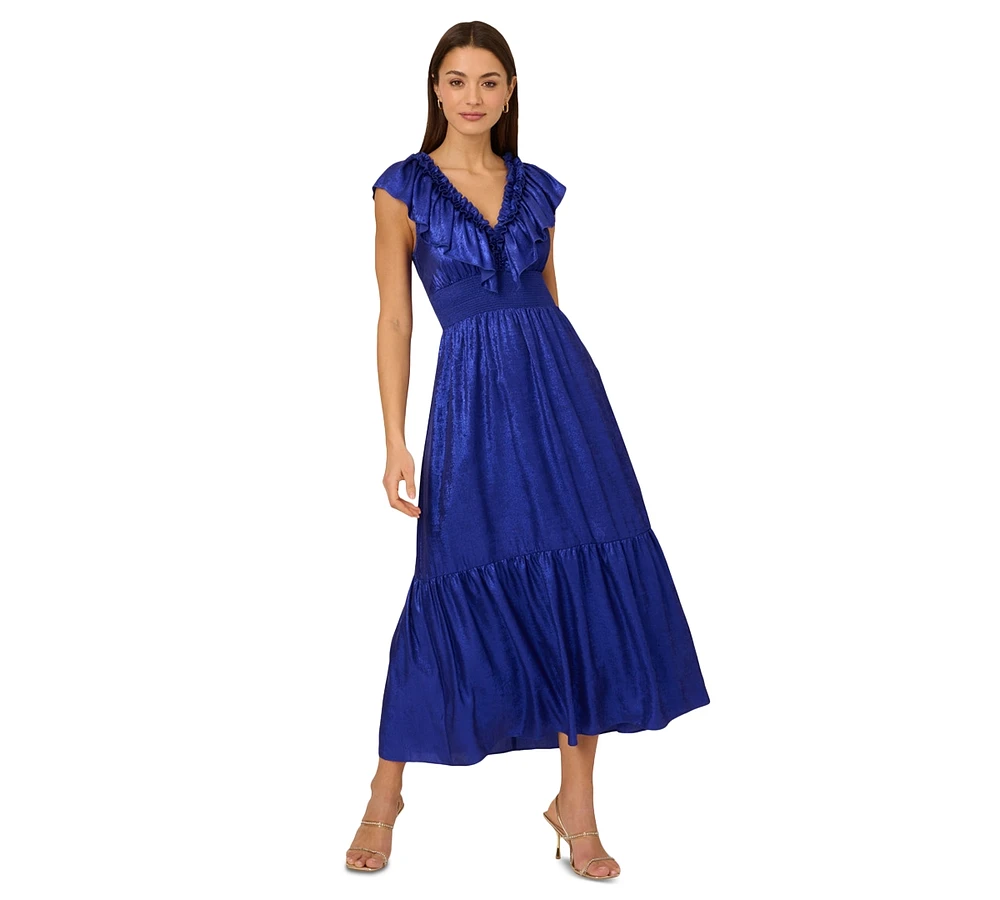 Adrianna Women's Ruffled V-Neck Midi Dress