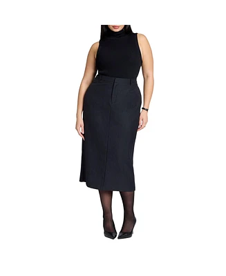 Eloquii Women's Pinstripe Column Midi Skirt