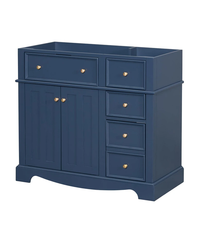 36" Freestanding Bathroom Vanity with Drawers and Shelf