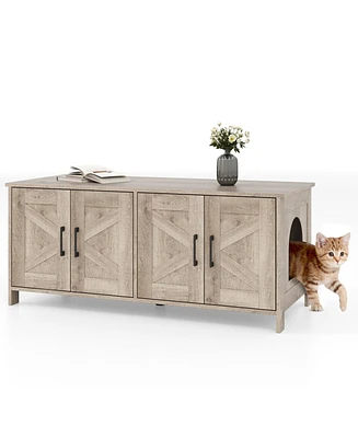 Modern Cat Litter Box Enclosure for 2 Cats, Hidden Cabinet Furniture