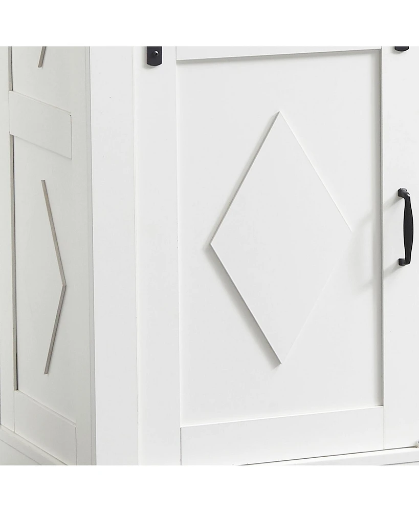 Farmhouse Buffet Cabinet with 2 Doors, 3 Drawers, and Sliding Barn Door