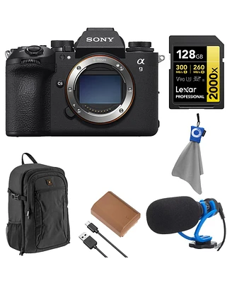 Sony A9 Iii Mirrorless Camera Bundle with 128GB Memory Card, Battery Pack, Microphone, Backpack, Cleaning Cloth
