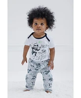 Nightmare Before Christmas Baby Boys Disney Fleece Pullover Hoodie Bodysuit and Pants 3 Piece Outfit Set