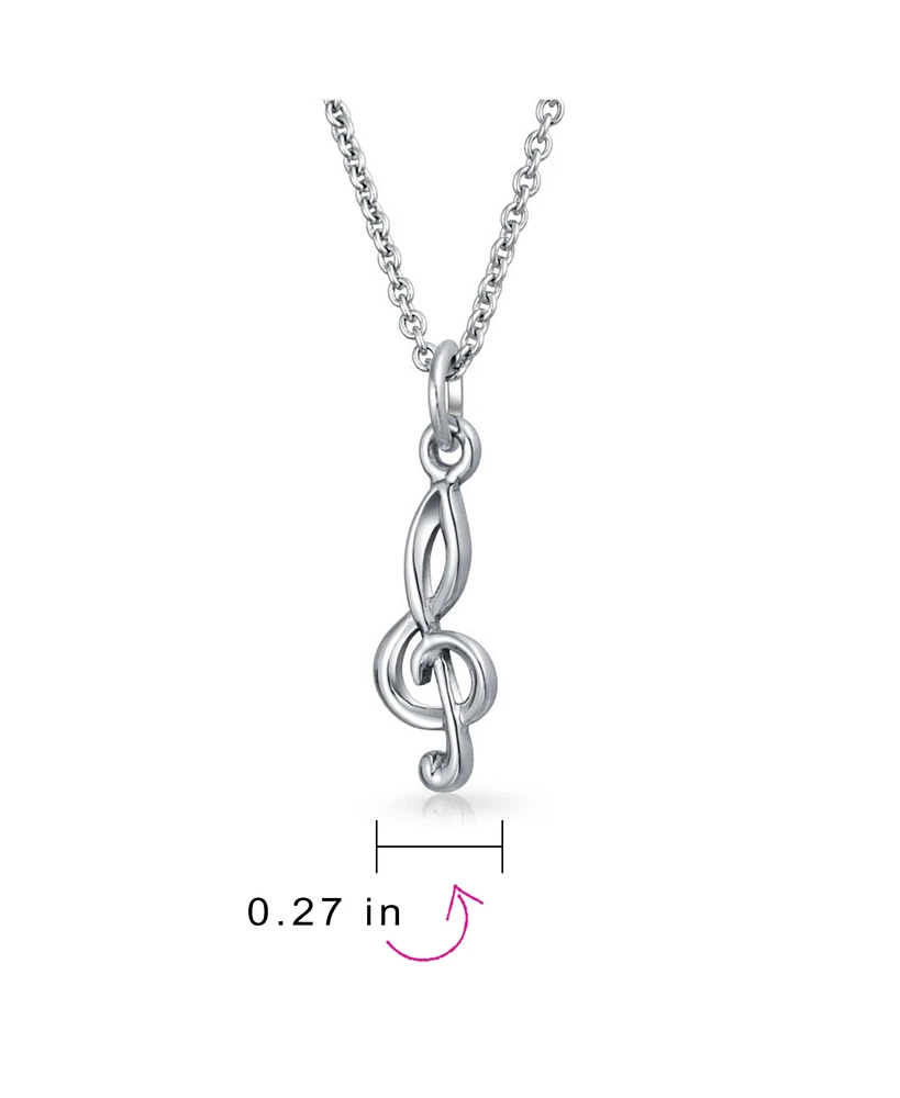 Bling Jewelry Sterling Silver Treble Clef Pendant Necklace Music Teachers and Students