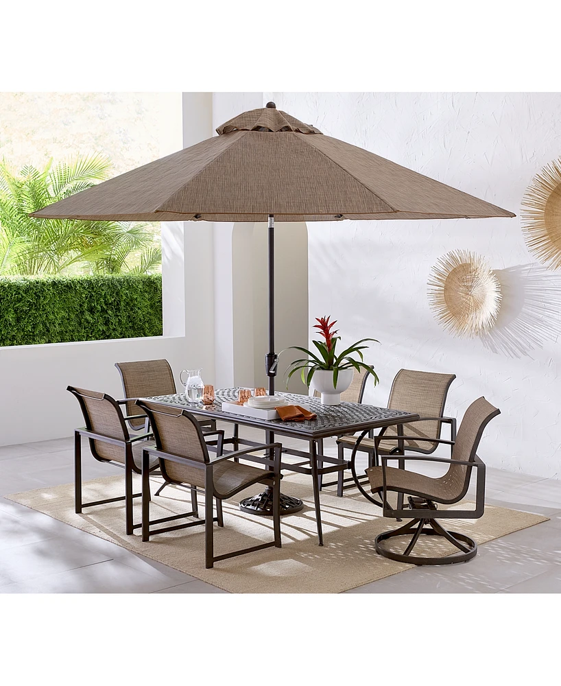 Wythburn Outdoor Dining 7pc Set (72"x38" Table & 4 Sleek Sling Chairs 2 Swivel Chairs), Created for Macy's