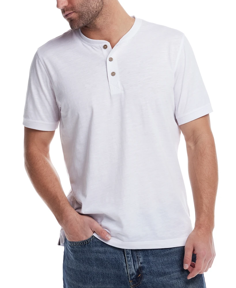 Weatherproof Vintage Men's Short Sleeve Melange Henley Shirt