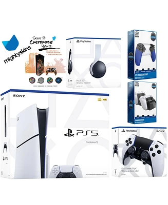 Sony Playstation 5 Slim Disc Bundle with Pulse Headset, Extra Edge Controller, Trigger Stop Kit