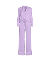 Lands' End Plus Cooling 2 Piece Pajama Set - Long Sleeve Top and Pants