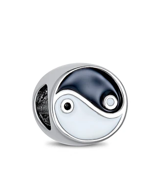 Bling Jewelry Yin Yang Charm Bead Sterling Silver European Bracelet - Black & White Balance