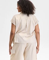 I.n.c. International Concepts Plus Size Hidden-Placket Pocket Shirt, Exclusively at Macy's