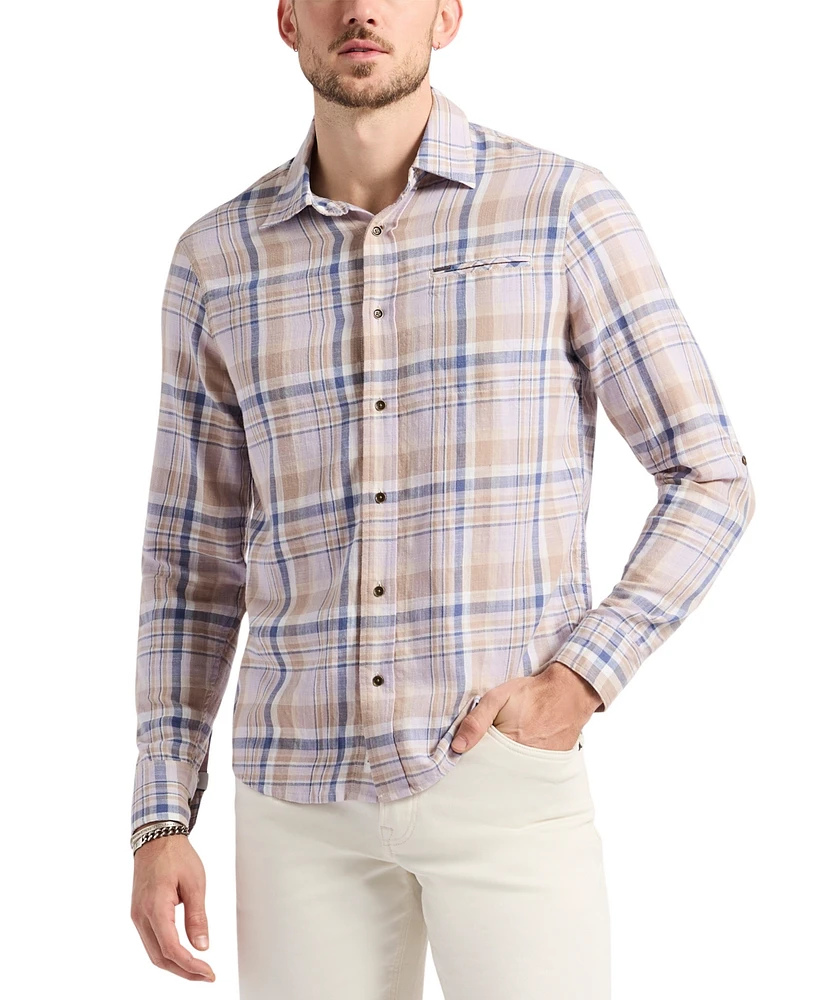 Men's Simbio Tailored Fit Long Sleeve Plaid Button-Front Shirt