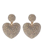 Laundry by Shelli Segal Gold Tone and Pave Crystal Stone Heart Earrings