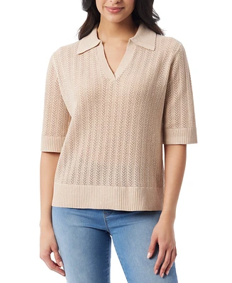 Gloria Vanderbilt Women's Peggy Pointelle-Knit Polo Sweater