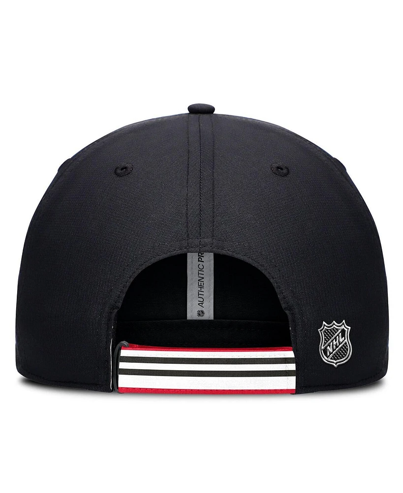 Fanatics Men's Black/Red Chicago Blackhawks Authentic Pro Ripstop Adjustable Hat