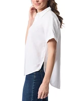Gloria Vanderbilt Women's Daisy Drop-Hem Button Shirt