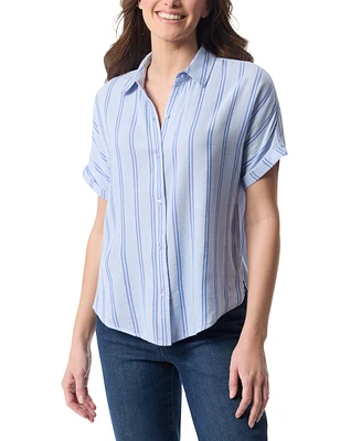 Gloria Vanderbilt Women's Daisy Printed Short-Sleeve Shirt