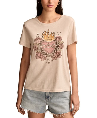 Lucky Brand Women's Love Blooms Classic Crew Tee