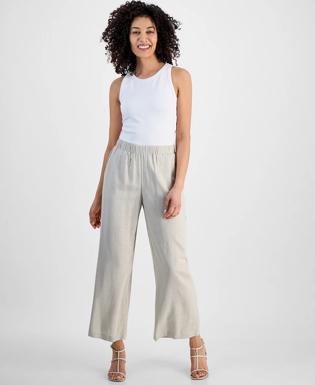Jm Collection Petite Textured Wide-Leg Pull-On Pants, Exclusively