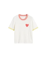 Chinti & Parker Women's Cotton Heart Breton Crochet T-Shirt