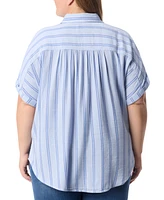 Gloria Vanderbilt Plus Cuffed-Sleeve Button-Front Shirt, Exclusively at Macy's