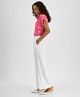 I.n.c. International Concepts Petite Linen-Blend Wide-Leg Pull-On Pants, Exclusively at Macy's