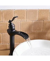 Waterfall Single Hole Single-Handle Vessel Bathroom Faucet With Pop-up Drain Assembly Polished Chrome