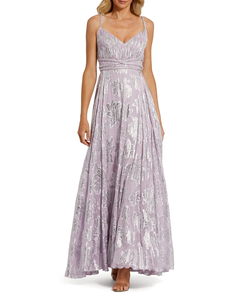Mac Duggal Women's Braided Strap Ruched Top Gown
