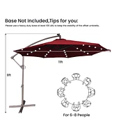 Mondawe 11ft Cantilever/Offset Hanging Patio Umbrella with Solar Light Included