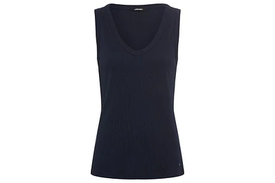 Olsen Women's Ribbed Knit Rounded V-Neck Shell