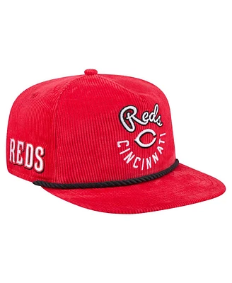 New Era Men's Red Cincinnati Reds Full Circle Corduroy Golfer Adjustable Hat