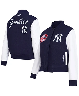 Pro Standard Women's Navy New York Yankees Game Day Classics Wool Varsity Jacket