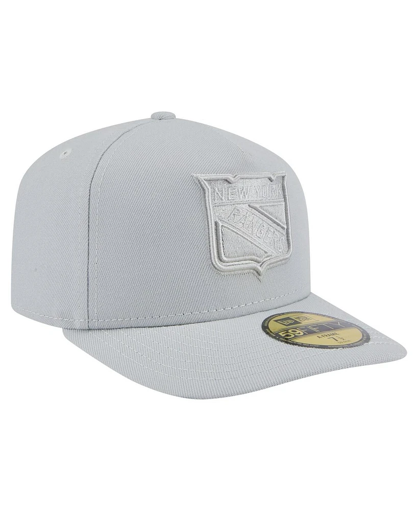 New Era Men's Gray York Rangers Color Pack A-Frame 59FIFTY Fitted Hat