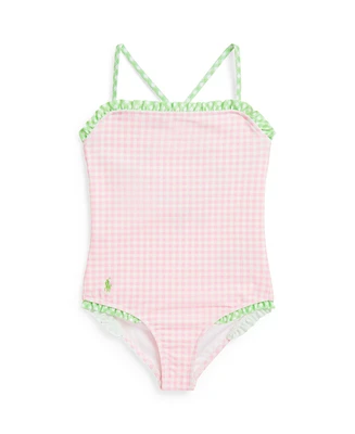 Polo Ralph Lauren Toddler and Little Girls Gingham Ruffled One-Piece Swimsuit