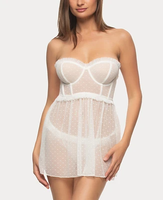 Jezebel Women's Margot Longline Strapless Babydoll with G-String Set