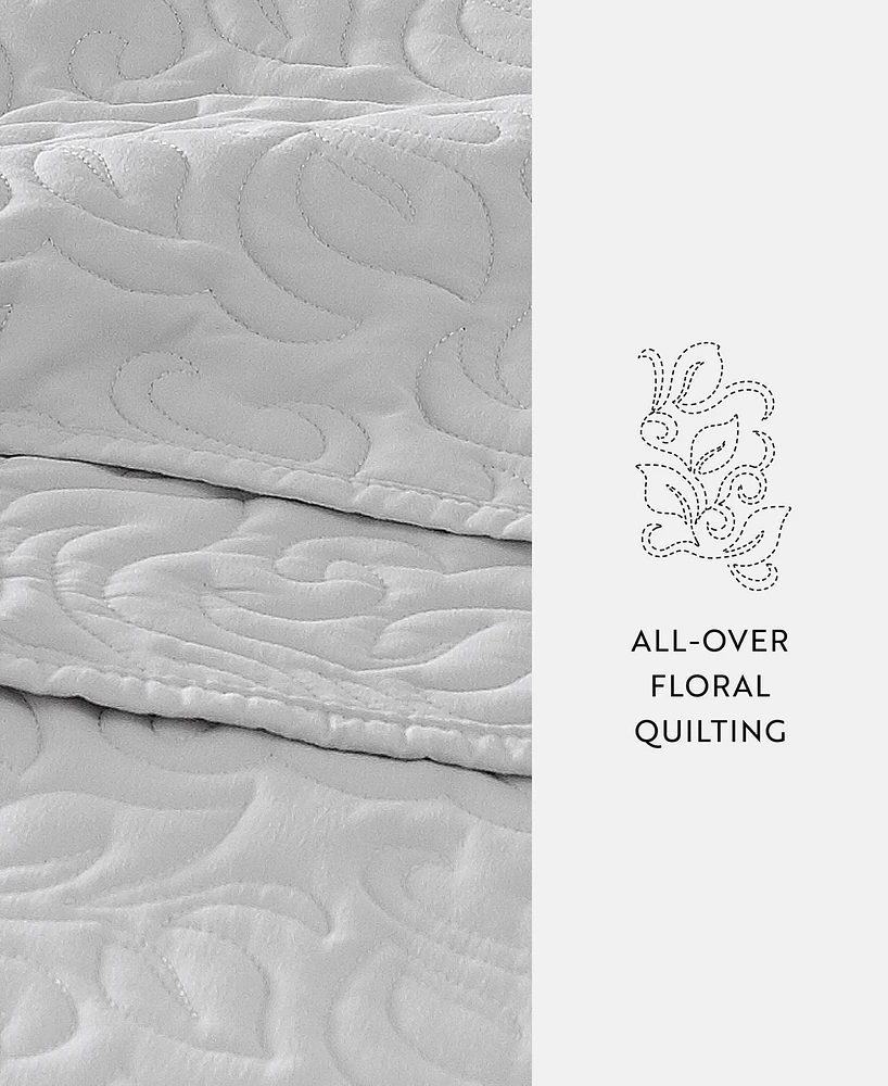 ienjoy Home Floral Stitch 3-Pc. Lightweight Quilt Set, Full/Queen