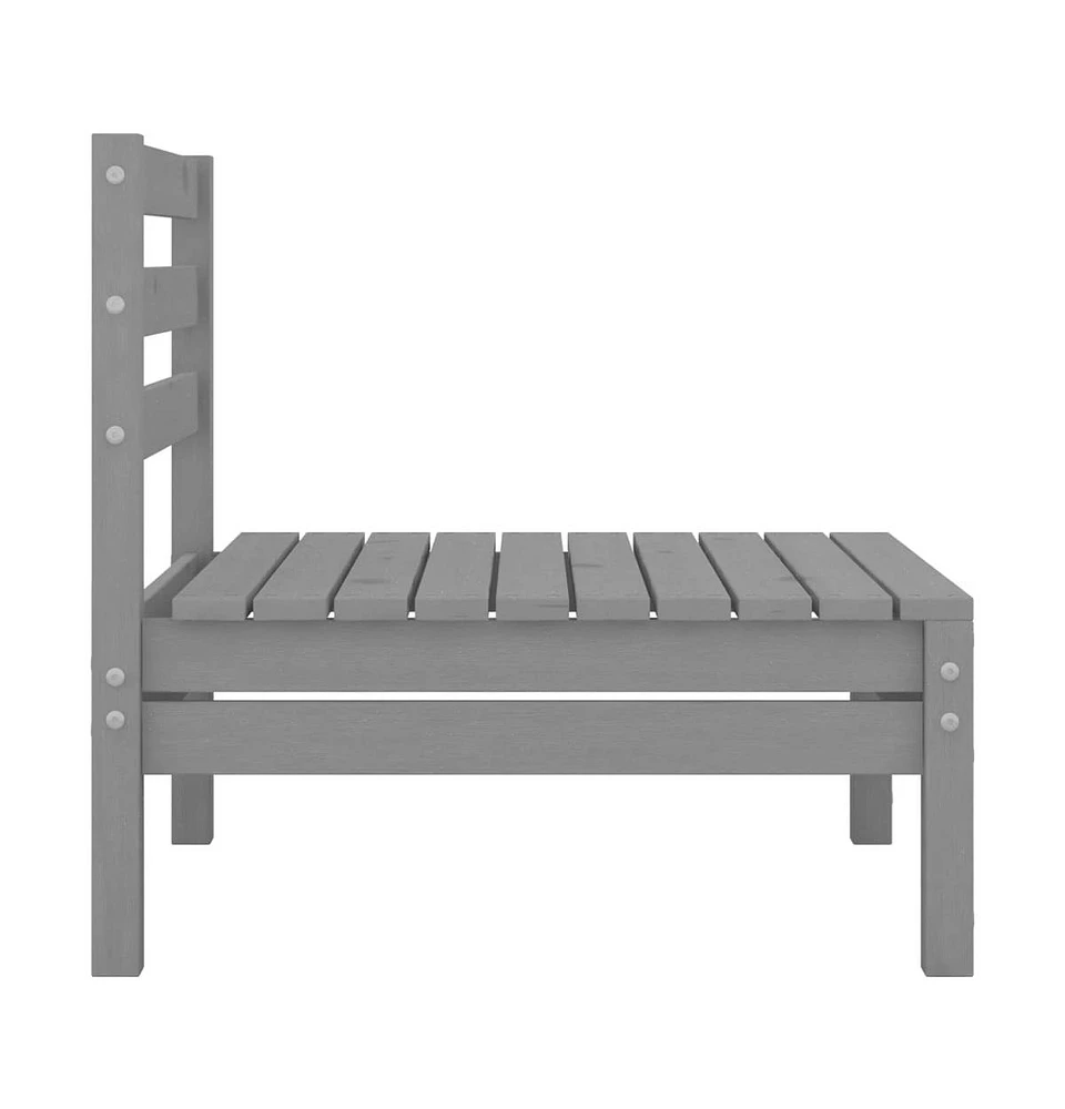 Patio Middle Sofas 2 pcs Gray Solid Wood Pine