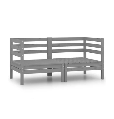 Patio Corner Sofas 2 pcs Gray Solid Wood Pine