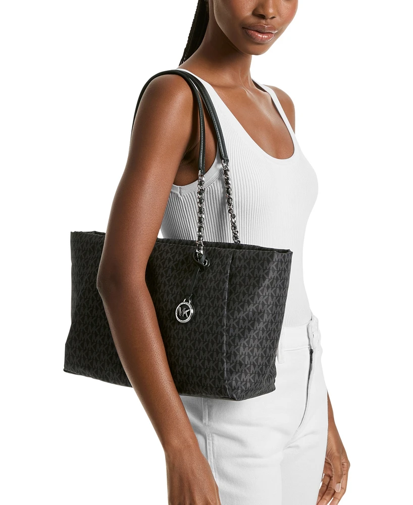 Michael Kors Georgia Logo Brown Zip Top Tote Bag