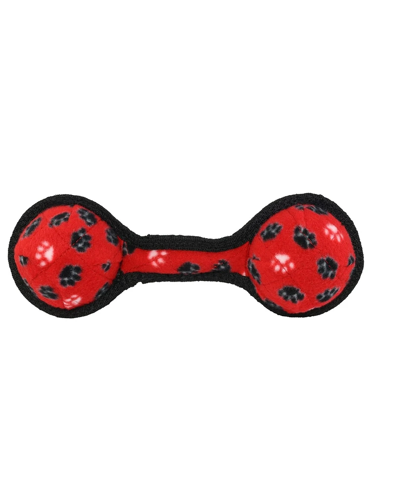 Tuffy Jr 2 Ball Tug Red Paw, 2 Pack Durable Squeaky Dog Toy