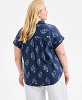 Style & Co Plus Printed Camp Shirt, Exclusively at Macy's