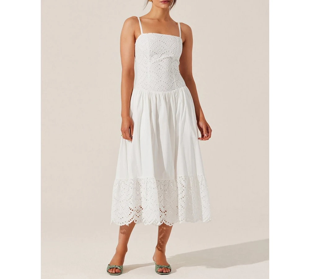Astr the Label Women's Nathalia Cotton Eyelet Midi Dress