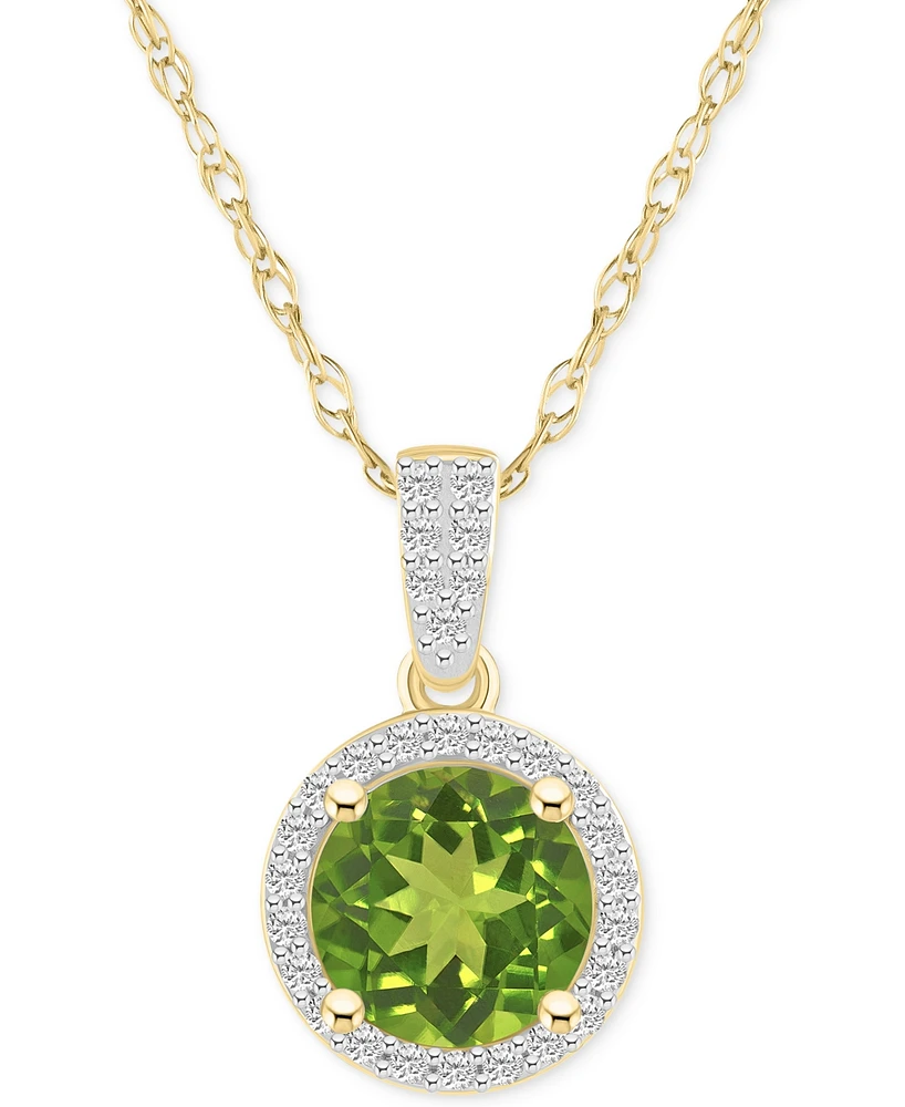 Lab-Created Amethyst (1-1/4 ct. t.w.) & White Sapphire (1/6 Halo 18" Pendant Necklace 14k Gold (Also Additional Gemstones)