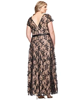 Xscape Plus Size Embellished 3D Flower Ball Gown