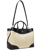 Lauren Ralph Lauren Marcy Straw & Leather Satchel