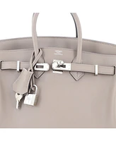 Pre-Owned Hermes Birkin 25 Handbag Grey Swift with Palladium Hardware