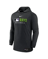 Nike Men's Heather Black Tampa Bay Rays Authentic Collection Tri-Blend Performance Pullover Hoodie