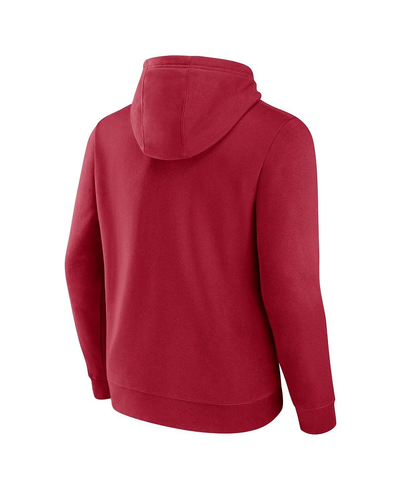 Fanatics Men's Crimson Oklahoma Sooners Iconic Fleece Down The Field Pullover Hoodie