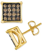 Le Vian Chocolatier Men's Chocolate Diamond Square Cluster Stud Earrings (1/2 ct. t.w.) in 14k Gold