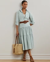 Lauren Ralph Lauren Women's Chambray Tiered Midi Skirt