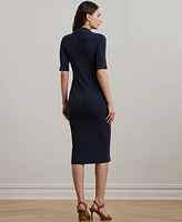 Lauren Ralph Women's Rib-Knit Elbow-Sleeve Polo Dress